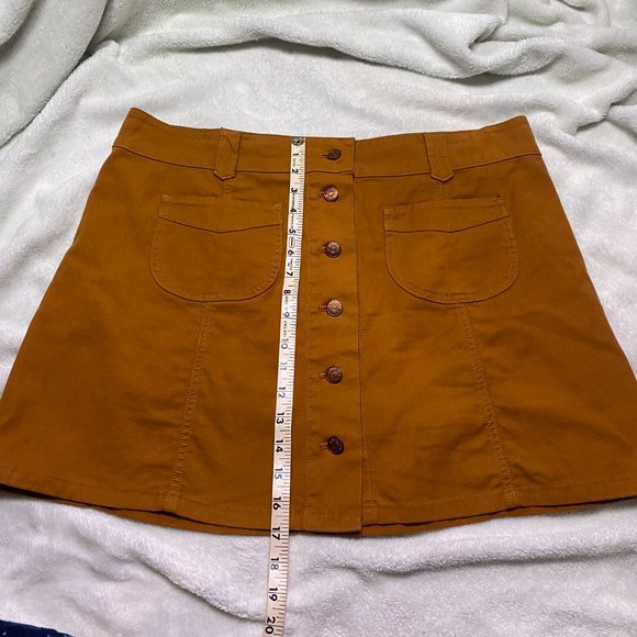 Madewell Camel Colored Soft Denim Jean Button Up Skirt Womens Size 14 - Picture 9 of 11